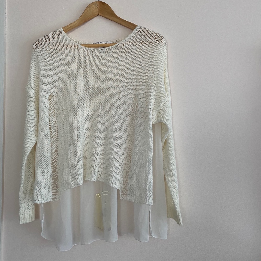 Cream White Knitted Oversized Sweater